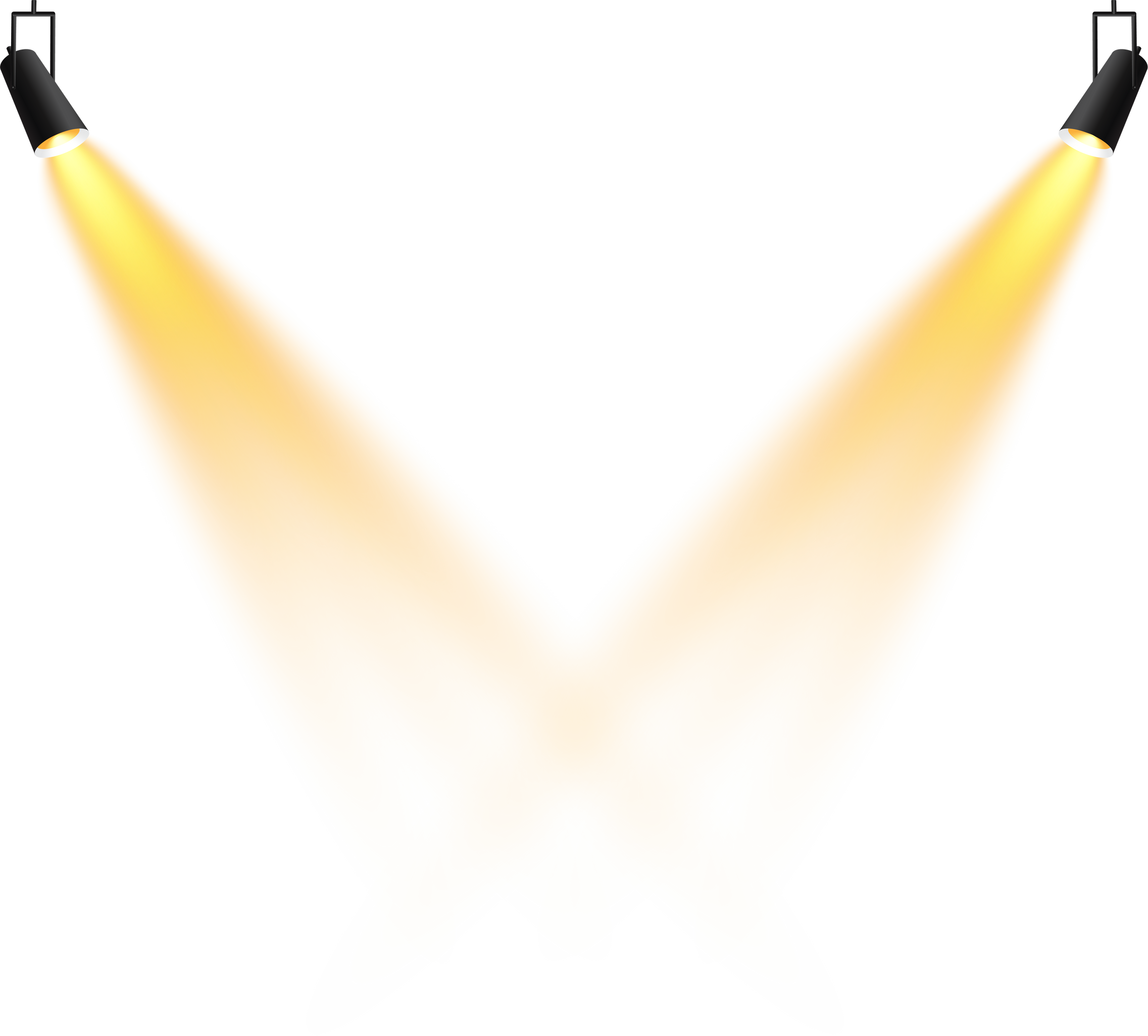 Bright Yellow Spotlights. Scene. Light Effects. Glow light effect. Glowing lamps.